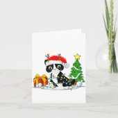 Cute Tuxedo Cat Santa Christmas Tree Lights Xmas T Kaart (Voorkant)
