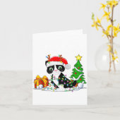 Cute Tuxedo Cat Santa Christmas Tree Lights Xmas T Kaart (Gele Bloem)