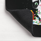 Cute Tuxedo Cat Santa Christmas Tree Lights Xmas T Muismat (Hoek)