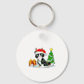 Cute Tuxedo Cat Santa Christmas Tree Lights Xmas T Sleutelhanger (Voorkant)