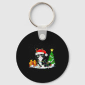 Cute Tuxedo Cat Santa Christmas Tree Lights Xmas T Sleutelhanger (Voorkant)