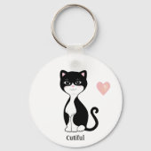 Cute Tuxedo Kat en Hart Sleutelhanger (Achterkant)