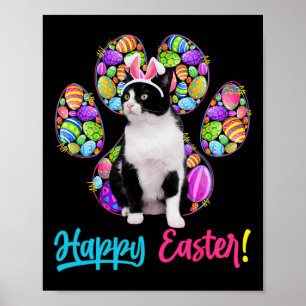 Cute Tuxedo Kat En Konijnenoren Paaseieren Kattenp Poster