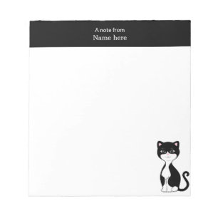 Cute Tuxedo Kat & Roze Header Eenvoudig Notitieblok