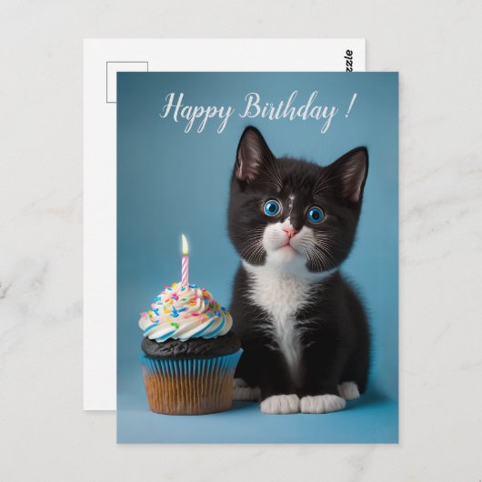 Cute Tuxedo Kitten heeft een bruiskookpan voor jou Briefkaart (Voorkant / Achterkant)