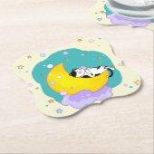 Cute Tuxedo Kitty Cat Slaapstand op maan Kartonnen Onderzetters (Gekanteld)