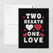 Cute Twee Hartjes Eén Liefde Verjaardag Valentijns Briefkaart (Voorkant / Achterkant)