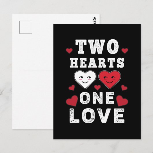 Cute Twee Hartjes Eén Liefde Verjaardag Valentijns Briefkaart (Voorkant / Achterkant)