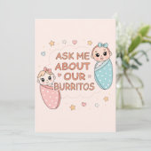 Cute Tweeling Baby Burrito Aankondiging Illustrati (Staand voorkant)