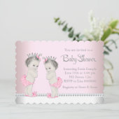 Cute Tweeling Meisje Baby Shower Kaart (Staand voorkant)