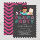 Cute Tween Pajama Birthday Party Invitation Kaart (Voorkant / Achterkant)