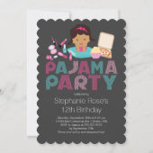 Cute Tween Pajama Birthday Party Invitation Kaart (Voorkant)