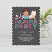 Cute Tween Pajama Birthday Party Invitation Kaart (Staand voorkant)