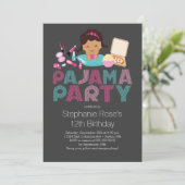 Cute Tween Pajama Birthday Party Invitation Kaart (Staand voorkant)