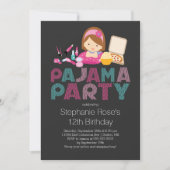 Cute Tween Pajama Birthday Party Invitation Kaart (Voorkant)