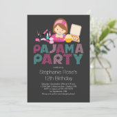 Cute Tween Pajama Birthday Party Invitation Kaart (Staand voorkant)