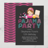 Cute Tween Pajama Birthday Party Invitation Kaart (Voorkant / Achterkant)