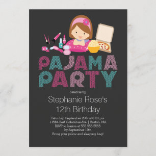 Cute Tween Pajama Birthday Party Invitation Kaart