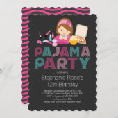 Cute Tween Pajama Birthday Party Invitation Kaart (Voorkant / Achterkant)