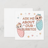 Cute Twin Baby Burrito Announcement Illustration (Voorkant / Achterkant)