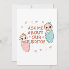 Cute Twin Baby Burrito Announcement Illustration Aankondiging