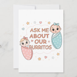 Cute Twin Baby Burrito Announcement Illustration Kaart