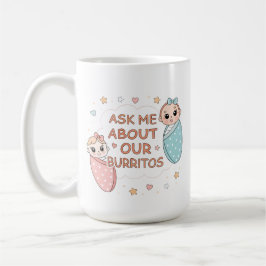 Cute Twin Baby Burrito Announcement Illustration Koffiemok