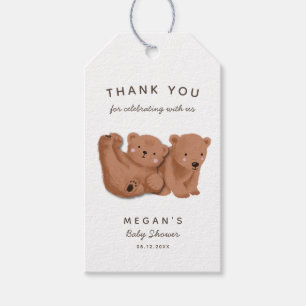 Cute Twin Beren Theme Baby shower Bedankt Cadeaulabel