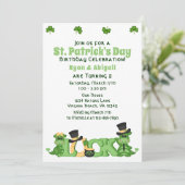 Cute Twin Boy and Girl St. Patrick's Day Birthday Kaart (Staand voorkant)