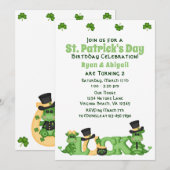 Cute Twin Boy and Girl St. Patrick's Day Birthday Kaart (Voorkant / Achterkant)