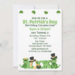 Cute Twin Boy and Girl St. Patrick's Day Birthday Kaart