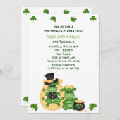 Cute Twin Boy & Girl Dragons Irish Birthday Kaart (Voorkant / Achterkant)