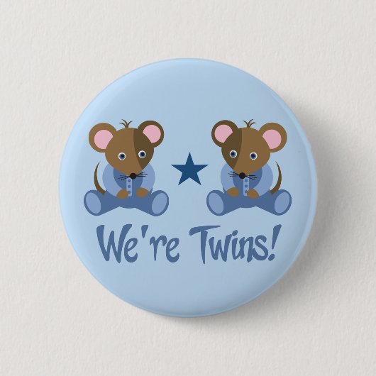 Cute Twin Boy Mice Gift Ronde Button 5,7 Cm (Voorkant)