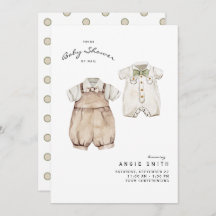 Cute Twin Boys Baby shower by Mail Invitation