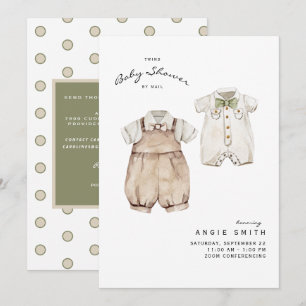 Cute Twin Boys Baby shower by Mail Invitation Kaart