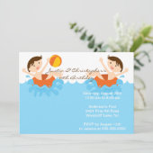 CUTE Twin Boys Pool Party of Birthday Invitation Kaart (Staand voorkant)