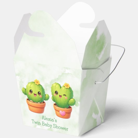 Cute Twin Cactus Baby Shower Bedankdoosjes (Open)
