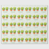 Cute Twin Cactus Baby Shower Cadeaupapier (Vlak)