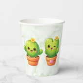 Cute Twin Cactus Baby Shower Papieren Bekers (Achterkant)