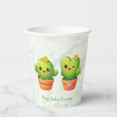 Cute Twin Cactus Baby Shower Papieren Bekers (Voorkant)