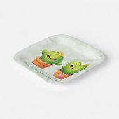 Cute Twin Cactus Baby Shower Papieren Bordje (Gebogen)