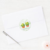 Cute Twin Cactus Baby Shower Ronde Sticker (Envelop)
