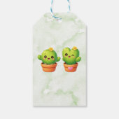 Cute Twin Cactus Baby Shower Thank You Cadeaulabel (Achterkant)