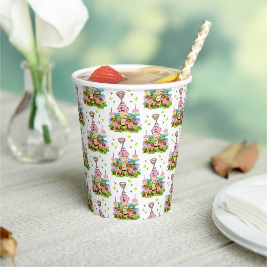 Cute Twin Cupcake Happy Birthday Paper Cup  Papieren Bekers (Insitu)