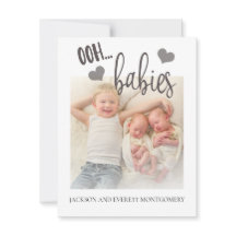Cute Twin-foto Geboorteaankondiging Ooh Baby's