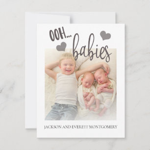 Cute Twin-foto Geboorteaankondiging Ooh Baby's Aankondiging