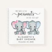 Cute Twin Girl Boy Elephant Baby shower Guest Book Notitieboek (Voorkant)