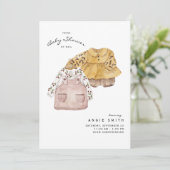 Cute Twin Girls Baby shower by Mail Invitation Kaart (Staand voorkant)