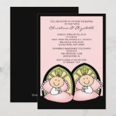 Cute Twin Girls Baptism Christening Inture Kaart (Voorkant / Achterkant)