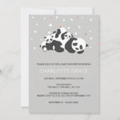 Cute Twin Panda Personalized Baby shower Kaart (Voorkant)